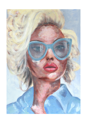 A3 Plakat - Dame Med Blå Brille